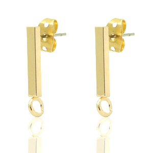 DQ European metal findings earpin bar 14x2mm Gold (nickel free)