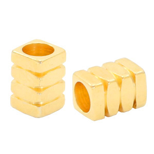 DQ European metal beads tube quadruple Gold (nickel free)