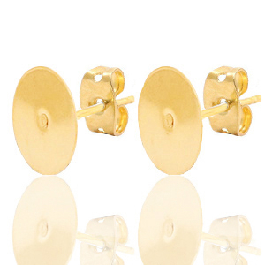 DQ European metal findings earpins 10mm Gold (nickel free)