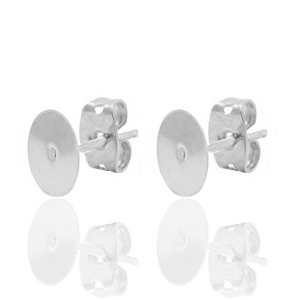 DQ European metal findings earpins 6mm Antique Silver (nickel free)