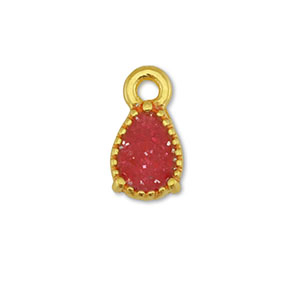 DQ European metal charms drop Gold-Glitter Red Rose (nickel free)