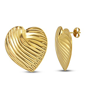 Stainless steel earrings / earpins heart Gold