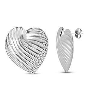 Stainless steel earrings / earpins heart Silver