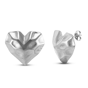 Stainless steel earrings / earpins heart Silver