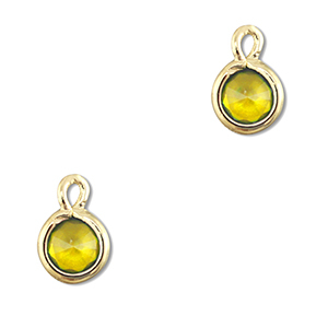 Crystal glass charms round Yellow-Gold