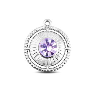 BY31&reg; Stainless steel charms round with ring Silver-Light Lilac