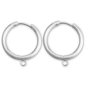 Stainless steel earrings creole with loop 19mm Silver