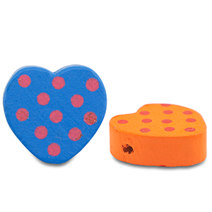 Wooden beads heart Multicolour