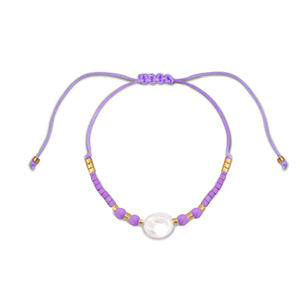 Ready-made Bracelets mixed beads Purple-White-Gold