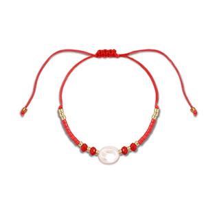 Ready-made Bracelets mixed beads Red-White-Gold