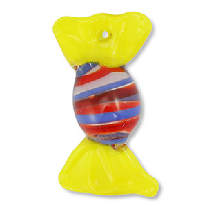 Hand-painted glass charms candy Yellow-Blue-Red-Transparent