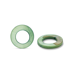 Shell beads 15mm round Dark Green