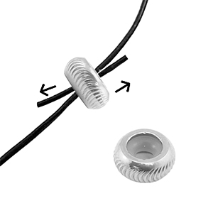 Stainless steel findings smart stopper bead with motif 9mm Silver