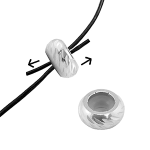 Stainless steel findings smart stopper bead with motif 8mm Silver