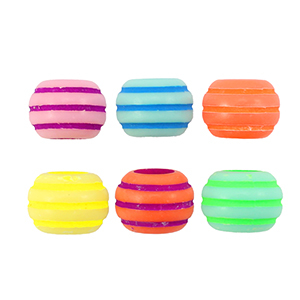 Acrylic beads round with stripe Multicolour