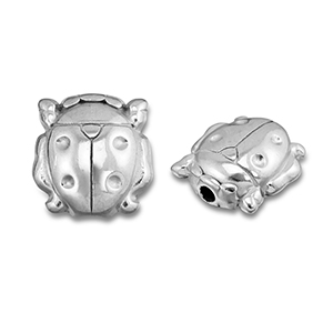Stainless steel beads ladybug Silver