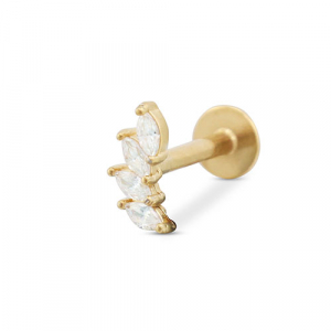 Stainless steel ear piercing leaf Gold