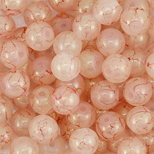 8 mm glass beads with glitters Dusty Pink-Gold