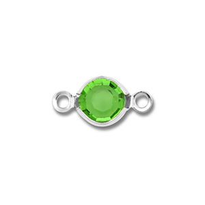 Stainless steel findings connector round Silver-Green