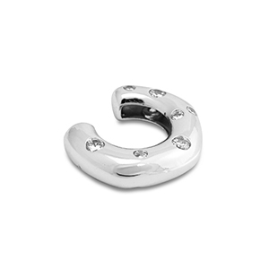 Stainless steel earrings ear cuff with zirconia Silver-Crystal