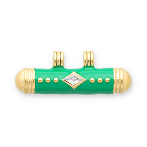 Stainless steel message bead charms Gold-Green-Transparent