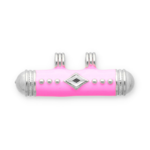 Stainless steel message bead charms Silver-Pink-Transparent