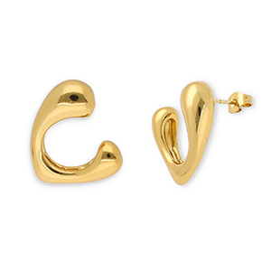 Stainless steel earrings / earpins heart Gold