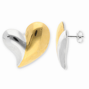 Stainless steel earrings / earpins heart Gold-Silver