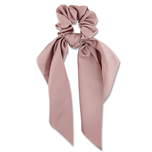 Scrunchie hair tie  with ribbon Vintage Pink