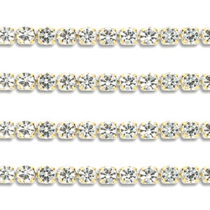 Stainless steel rhinestone chain 4mm Gold-Crystal