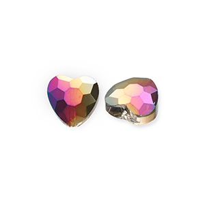 Fashion faceted beads heart Silver-AB Coating