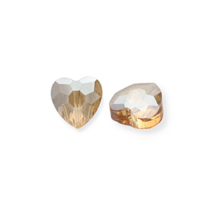 Fashion faceted beads heart Peachy Beige-Pearl Shine Coating