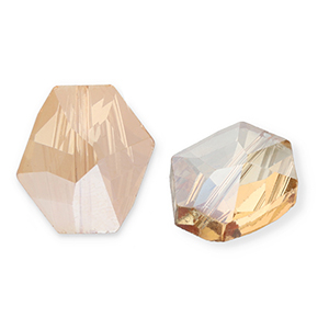 Fashion faceted beads hexagon Peachy Beige-Pearl Shine Coating