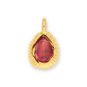 Stainless steel charms drop with facet Gold-Dark Pink