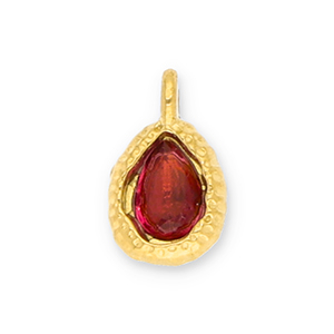Stainless steel charms drop with facet Gold-Red