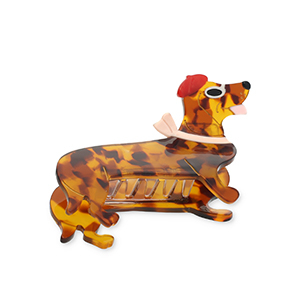 Hair accessories hair claw dachshund with scarf Brown-Nude-Red