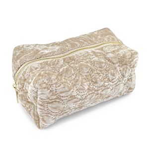 BY31&reg; Pouch velvet with stitched circles Beige