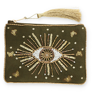 Pouch Eye of Providence Dark Olive Green-Gold-White