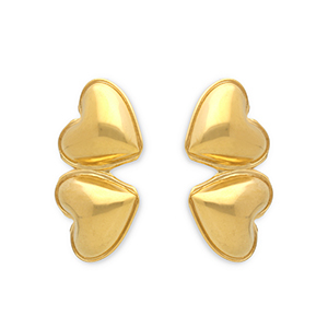 Stainless steel earrings / earpin hearts Gold