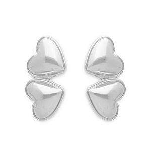 Stainless steel earrings / earpin hearts Silver