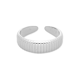 Stainless steel rings with lines Silver