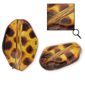 Acrylic beads oval Amber Brown