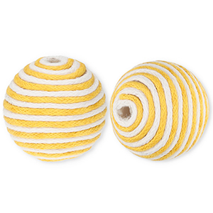22 mm acrylic beads with waxed cord Ochre Yellow-White