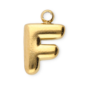 Stainless steel charms letter F Gold