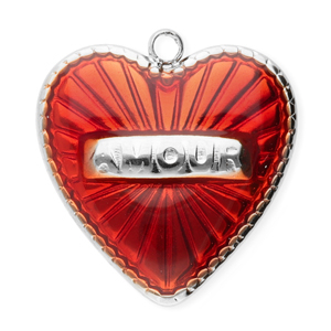 Stainless steel charms heart Silver-Red