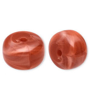 Acrylic beads disc Rust Red-Marble
