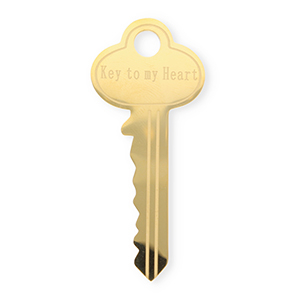 Stainless steel statement brooches key ''Key to my heart'' Gold