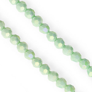 Round top faceted beads 6mm Light Green-AB Coating