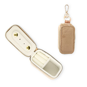 Jewellery travel box with keychain rectangle Brown