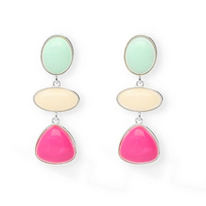Trendy earrings&nbsp;/&nbsp;earpins with stainless steel post Silver-Mint Green-Off White-Hot Pink